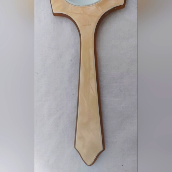 Vintage 1930's Pearl Tone Celluloid Vanity Hand Mirror - Picture 3 of 9